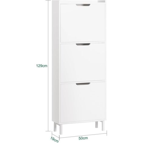 SoBuy 3 Flip-drawers Shoe Cabinet Cupboard Organizer Unit,FSR151-H-W