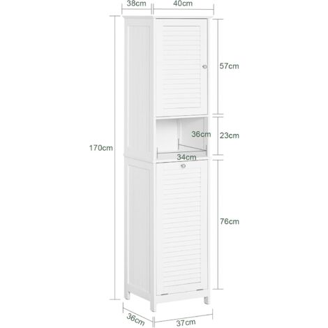SoBuy Tall Cabinet Cupboard with Laundry Basket,BZR124-W