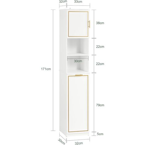 SoBuy Bathroom Tall Cabinet Cupboard Storage Cabinet With Laundry Basket,BZR87-W