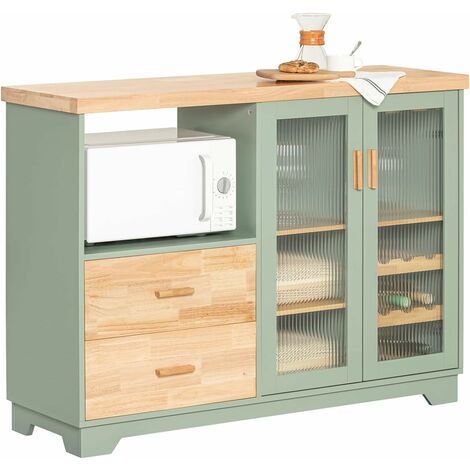SoBuy Sideboard with 2 Glass Doors Microwave Oven Cabinet,FSB81-GR