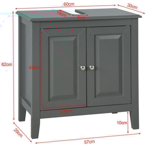 SoBuy Wood Under Sink Basin Bathroom Storage Cabinet Unit Grey FRG202-DG