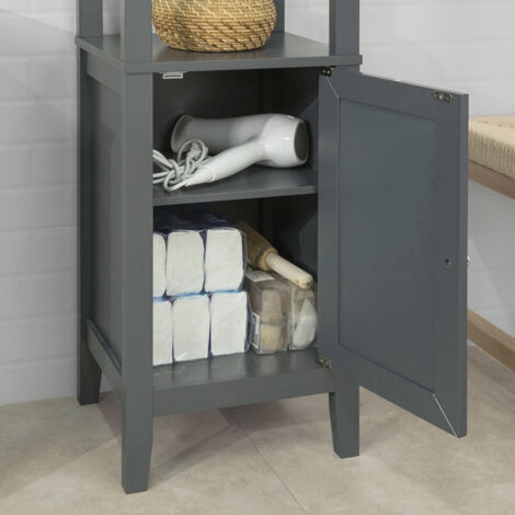 SoBuy Wood Standing Tall Boy Bathroom Storage Cabinet Unit Grey FRG205-DG