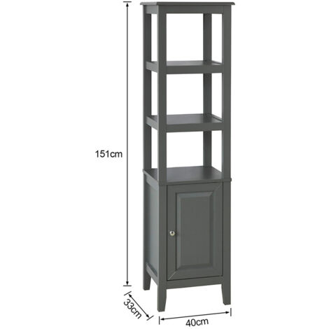 SoBuy Wood Standing Tall Boy Bathroom Storage Cabinet Unit Grey FRG205-DG