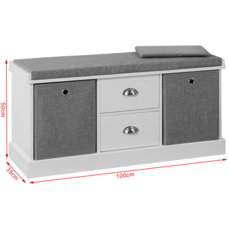 SoBuy Hallway Shoe Storage Bench Cabinet with 2 Baskets and Drawers FSR66-HG
