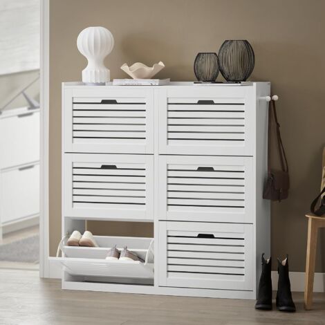 SoBuy 6 Drawers Shoe Cabinet Shoe Rack,FSR145-W