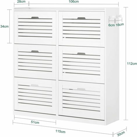 SoBuy 6 Drawers Shoe Cabinet Shoe Rack,FSR145-W