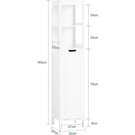 SoBuy Tall Cabinet with Laundry Basket,BZR123-W