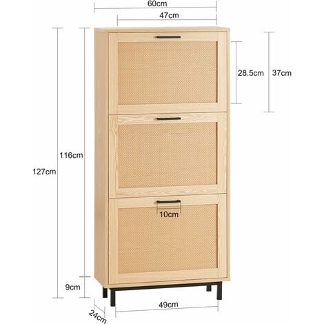 SoBuy 3 Flip-drawers Shoe Cabinet Shoe Rack,FSR155-N
