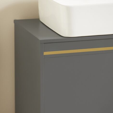 SoBuy Under Sink Cabinet Bathroom Vanity Unit with 2 Doors, Grey and Golden,BZR129-HG