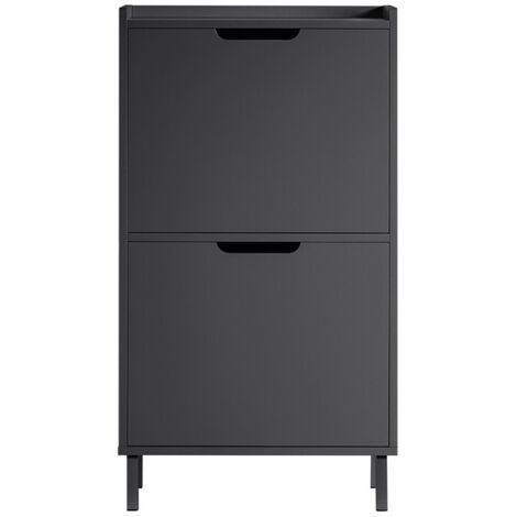 SoBuy 2 Flip-drawers Shoe Cabinet Shoe Rack,H90cm Black,,FSR151-SCH (1/5)