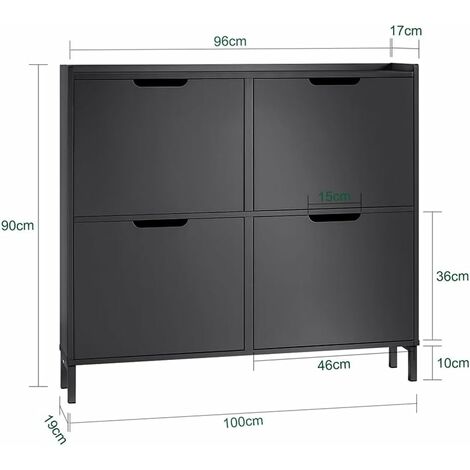 SoBuy 4 Flip-drawers Shoe Cabinet Shoe Rack Organizer Unit,Black,FSR100-SCH