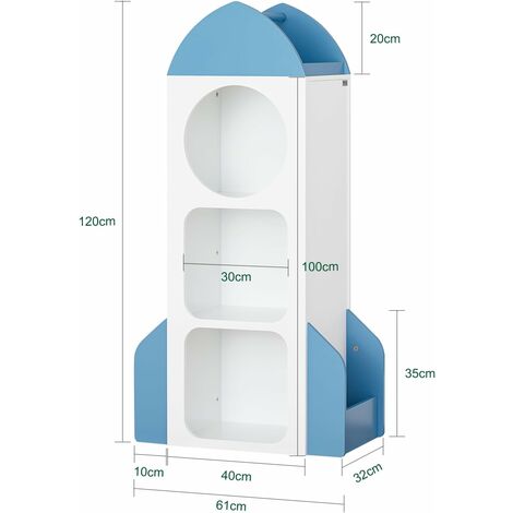 SoBuy Children Kids Bookcase Book Shelf Toy Shelf Rocket Shaped,KMB87-W