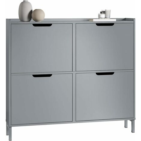 SoBuy 4 Flip-drawers Shoe Cabinet Shoe Rack Organizer Unit,Grey,FSR100-HG