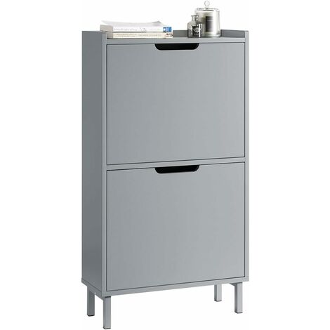 SoBuy 2 Flip-drawers Shoe Cabinet Shoe Rack,H90cm Grey,FSR151-HG