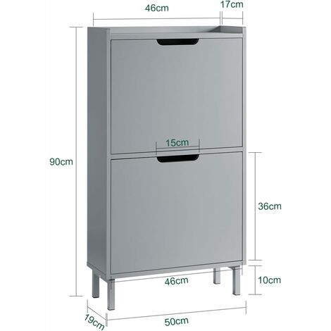 SoBuy 2 Flip-drawers Shoe Cabinet Shoe Rack,H90cm Grey,FSR151-HG