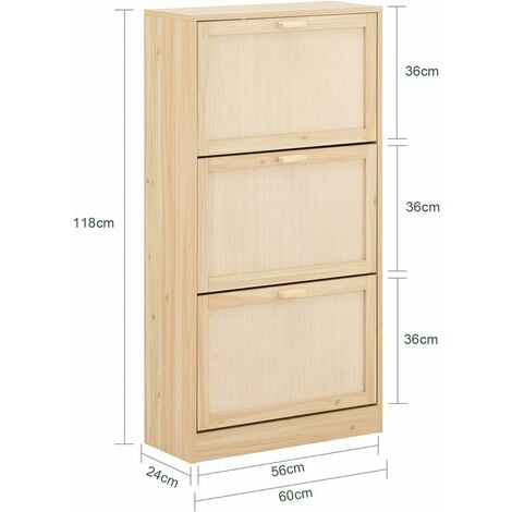 SoBuy 3 Flip-drawers Shoe Cabinet Shoe Rack,FSR159-N