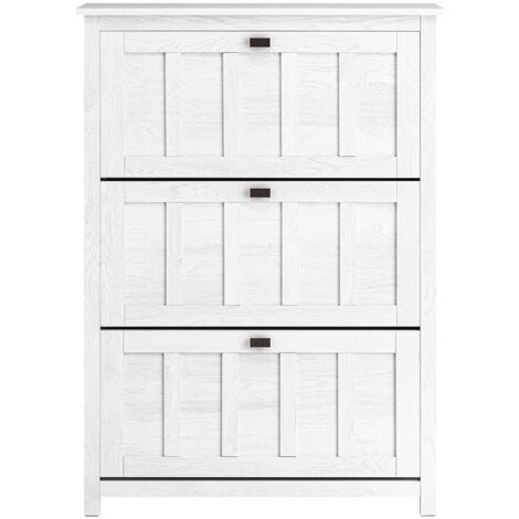 SoBuy 3 Flip-drawers Shoe Storage Cupboard Vintage White,FSR162-W (1/5)