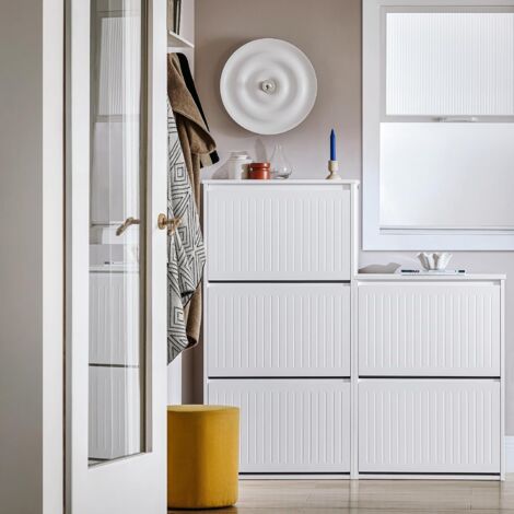 SoBuy 3 Flip-drawers Shoe Cabinet Shoe Rack White,FSR165-H-W