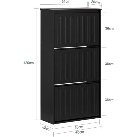 SoBuy 3 Flip-drawers Shoe Cabinet Shoe Rack Black,FSR165-H-SCH