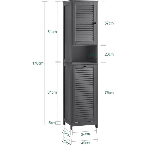 SoBuy Bathroom Tall Cabinet Cupboard Bathroom Storage Cabinet with Laundry Basket,BZR124-DG