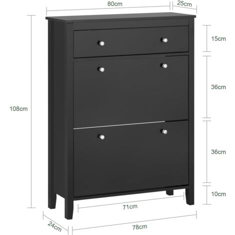 SoBuy Shoe Cabinet Shoe Rack Shoe Storage Cupboard Organizer Unit with Drawers,FSR89-SCH