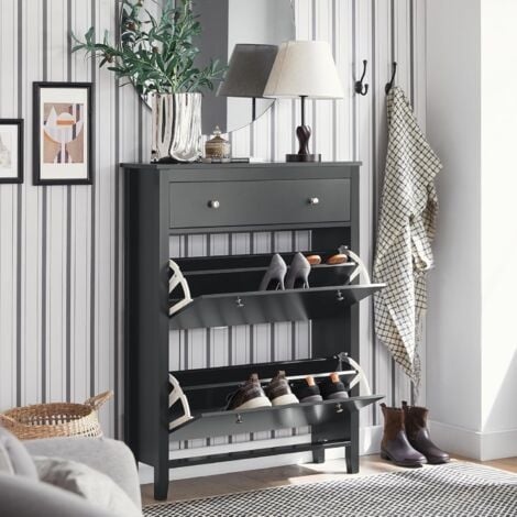 SoBuy Shoe Cabinet Shoe Rack Shoe Storage Cupboard Organizer Unit with Drawers,FSR89-SCH