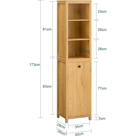 SoBuy Bathroom Tall Cabinet Cupboard Bathroom Storage Cabinet,BZR95-SN