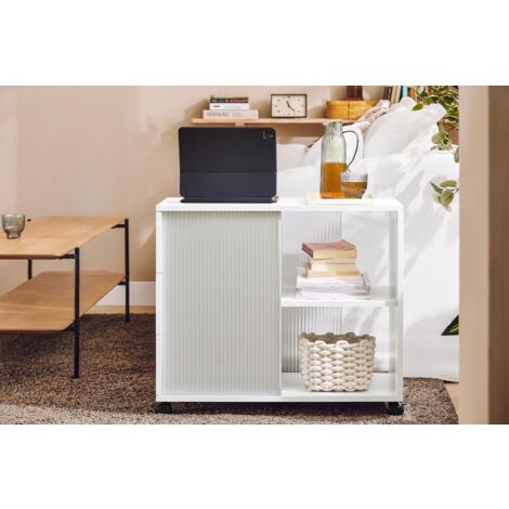 SoBuy Mobile Storage Cabinet Sofa Side Table End Table,FBT141-W