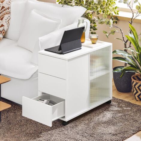 SoBuy Mobile Storage Cabinet Sofa Side Table End Table,FBT141-W