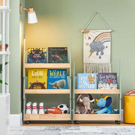 SoBuy Tree Shaped 3 Tiers Children Bookcase Bookshelf Storage Shelf on Wheels,KMB99-H-GR
