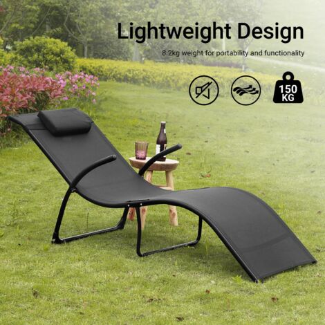 Foldable Sun Lounger Reclined Chair Seat Folding Garden Patio