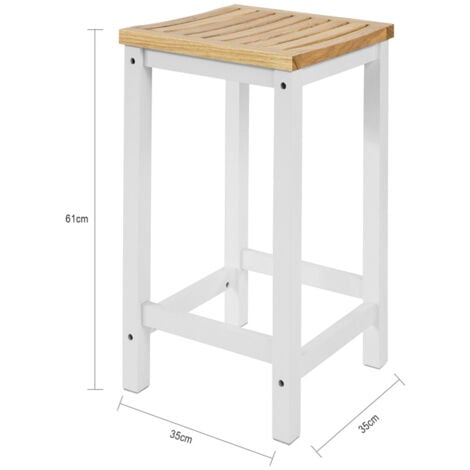 SoBuy Set of 2 Wooden Kitchen  Breakfast Bar Stool, Kitchen Stool Dining Stool Bathroom Stool,FST29-WNx2