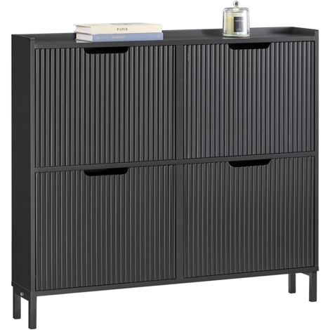 SoBuy 4 Flip-drawers Shoe Rack Storage Cupboard Organizer,FSR177-L-SCH