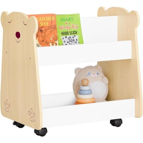 SoBuy Children Kids Bookcase Bookshelf Storage Shelf on Wheels,KMB103-WN