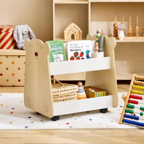 SoBuy Children Kids Bookcase Bookshelf Storage Shelf on Wheels,KMB103-WN