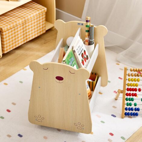 SoBuy Children Kids Bookcase Bookshelf Storage Shelf on Wheels,KMB103-WN