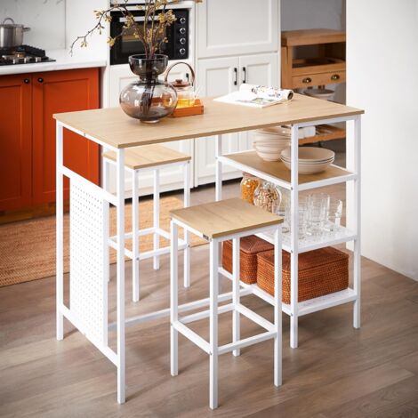 SoBuy 3 Pieces Home Kitchen Breakfast Bar Set Dining Table Set,OGT51-WN