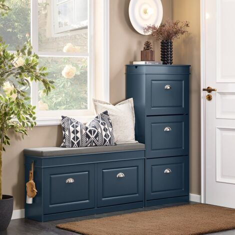 Storage Bench With Seat Shoe Rack Cushion Narrow Shoe Bench