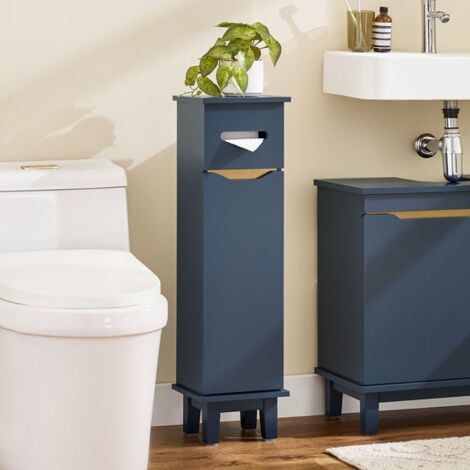 SoBuy Navy Blue Bathroom Toilet Paper Roll Holder Cabinet Storage Cabinet,BZR192-B