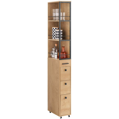 SoBuy Corner Shelf Kitchen Slim Tall Cabinet on Wheels,NSR13-N
