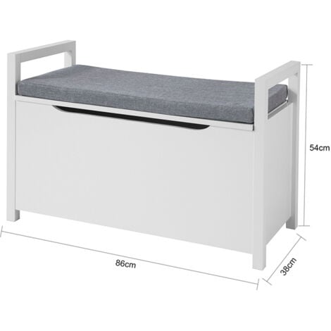 SoBuy Storage Bench with Lift Up Top and Seat Cushion, Bench with Storage Chest, Toy Chest, FSR76-W