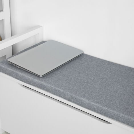 SoBuy Storage Bench with Lift Up Top and Seat Cushion, Bench with Storage Chest, Toy Chest, FSR76-W