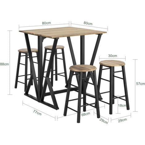SoBuy Bar Set-Half-folded Bar Table and 4 Stools, 5 Pieces Home Kitchen ...