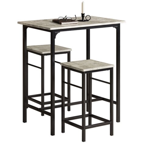 SoBuy OGT10-HG,Bar Set-1 Bar Table and 2 Stools,Grey Top