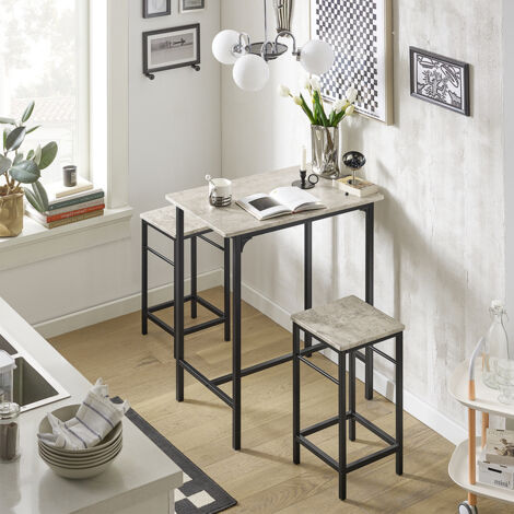 SoBuy OGT10-HG,Bar Set-1 Bar Table and 2 Stools,Grey Top