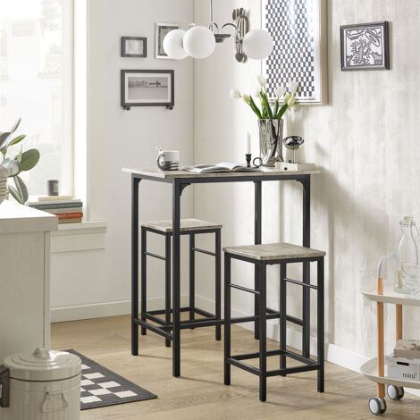SoBuy OGT10-HG,Bar Set-1 Bar Table and 2 Stools,Grey Top