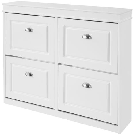 SoBuy 4 Drawers Shoe Cabinet Shoe Rack Shoe Storage Cupboard Organizer Unit,FSR79-W