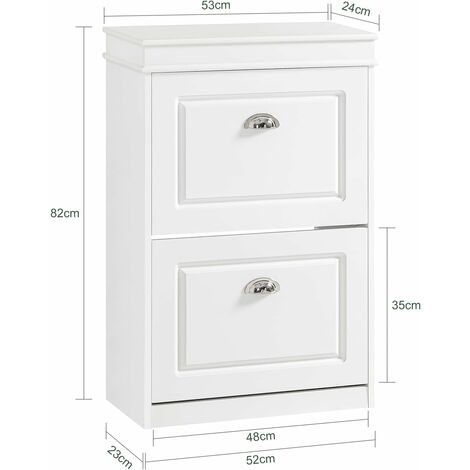 SoBuy 2 Drawers Shoe Cabinet Shoe Rack Shoe Storage Cupboard Organizer Unit, FSR78-W