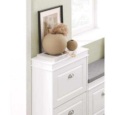 SoBuy 2 Drawers Shoe Cabinet Shoe Rack Shoe Storage Cupboard Organizer Unit, FSR78-W