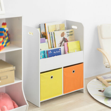 SoBuy Children's Storage Bookcase Book Shelf Storage Display Rack Organizer,KMB27-W